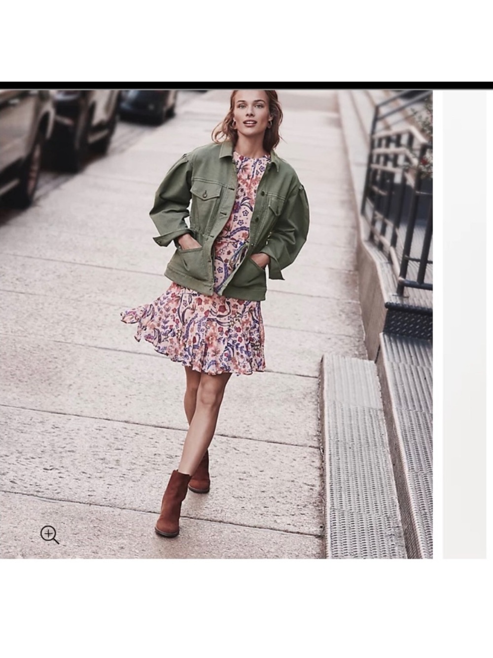 LOFT Olive Utility Jacket with Snap Flap Pockets